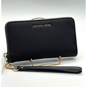 Michael Kors Jet Set Large Black Nylon Multi-Function Smartphone Wristlet Wallet